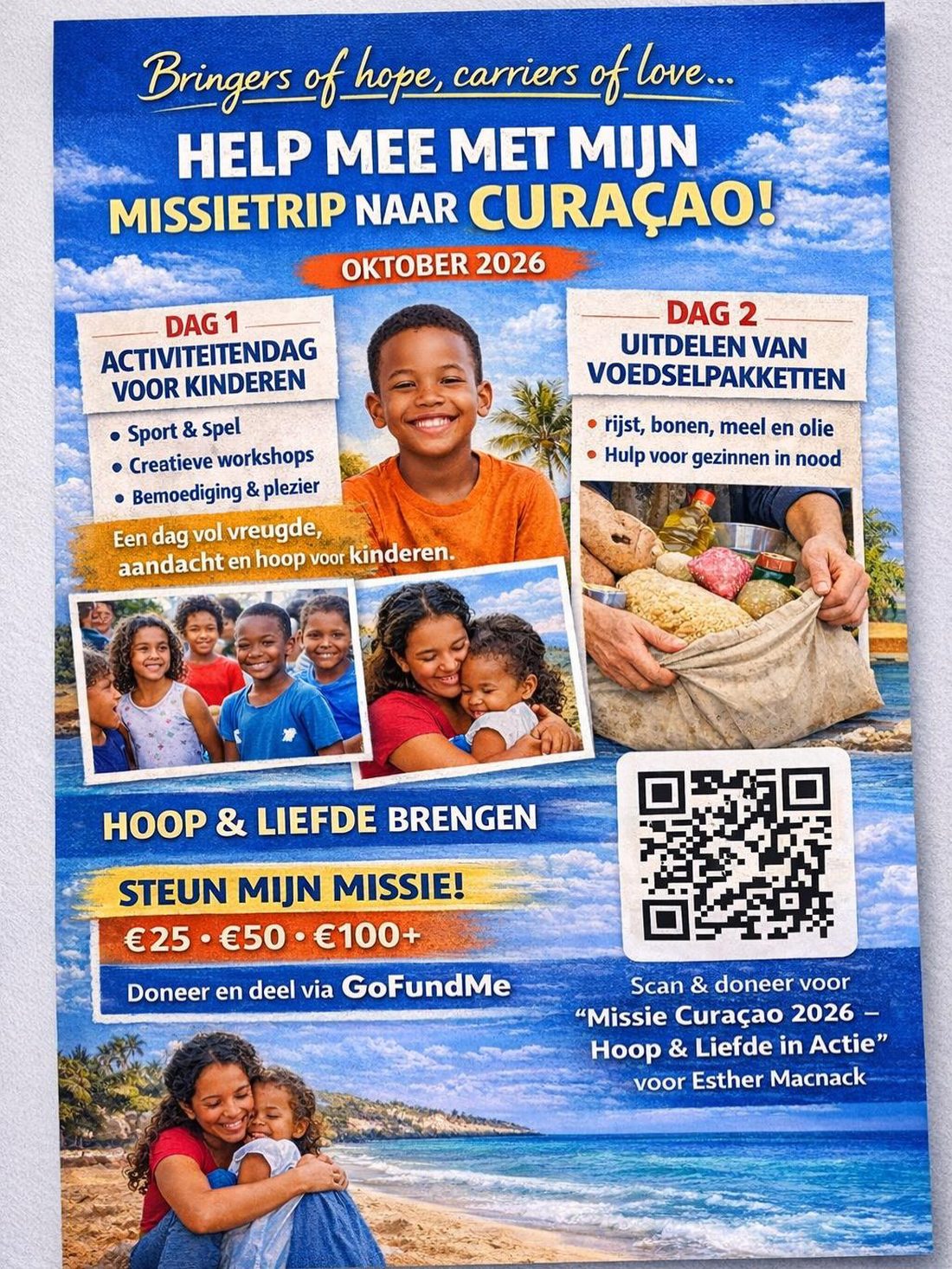 Flyer Hope & Love Foundation — missie Curaçao, oktober 2026